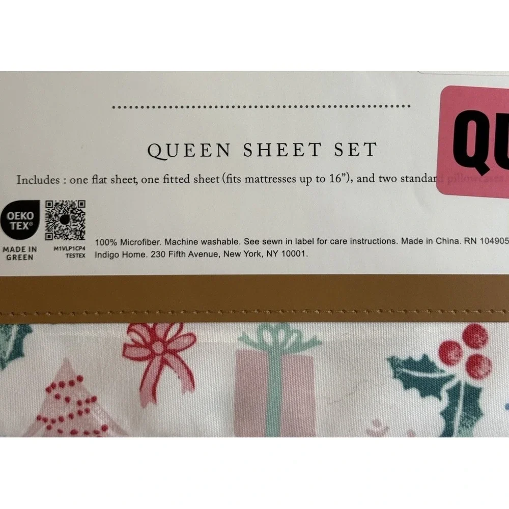 Cupcakes & Cashmere CHRISTMAS Gingerbread Candy Cane‎ Gift Holly Queen Sheet Set